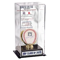 David Ortiz Boston Red Sox Autographed Hall of Fame Baseball with Career Statistics Tall Gold Glove Display Case