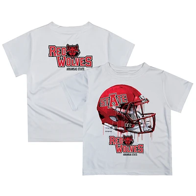 Youth White Arkansas State Red Wolves Dripping Helmet T-Shirt