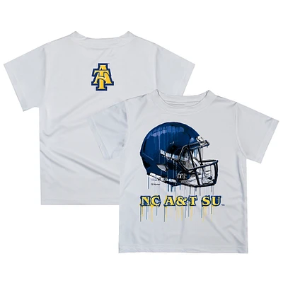 Youth White North Carolina A&T Aggies Dripping Helmet T-Shirt