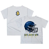 Youth White North Carolina A&T Aggies Dripping Helmet T-Shirt