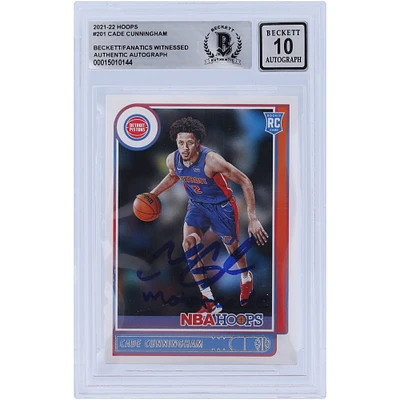 Cade Cunningham Detroit Pistons Autographed 2021-22 Panini NBA Hoops #201 Beckett Fanatics Witnessed Authenticated 10 Rookie Card with "Motorcade" Inscription