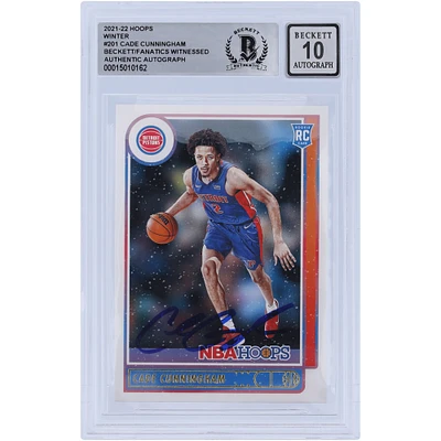 Cade Cunningham Detroit Pistons Autographed 2021-22 Panini NBA Hoops Winter Variation #201 Beckett Fanatics Witnessed Authenticated 10 Rookie Card