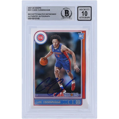 Cade Cunningham Detroit Pistons Autographed 2021-22 Panini NBA Hoops #201 Beckett Fanatics Witnessed Authenticated 10 Rookie Card