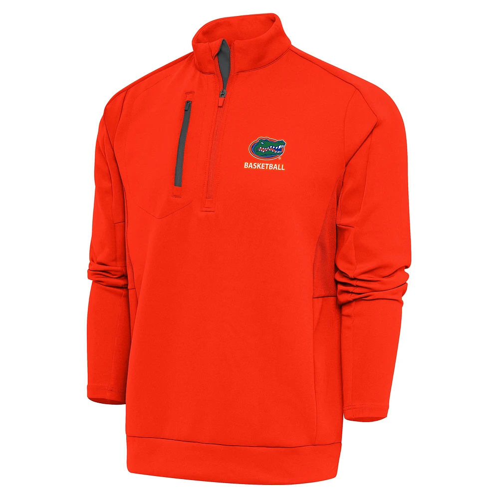 Men's Antigua Orange Florida Gators Basketball Generation Quarter-Zip Pullover Top
