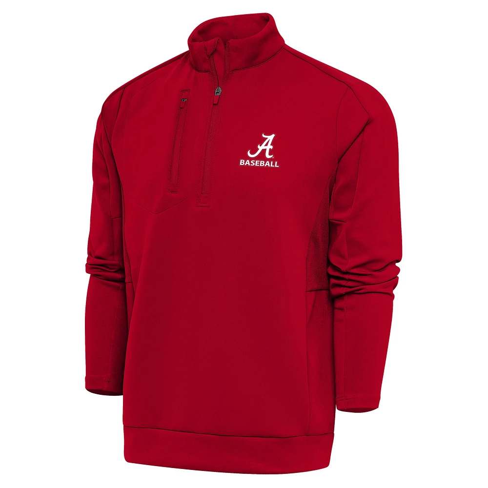 Men's Antigua Crimson Alabama Crimson Tide Baseball Big & Tall Generation Quarter-Zip Pullover Top