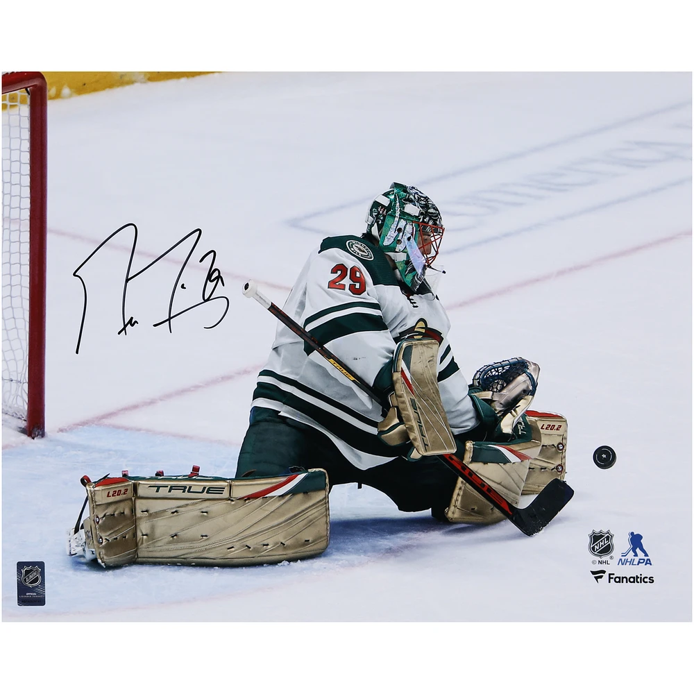 Marc-Andre Fleury Minnesota Wild Autographed 16" x 20" White Jersey Making Save Photograph