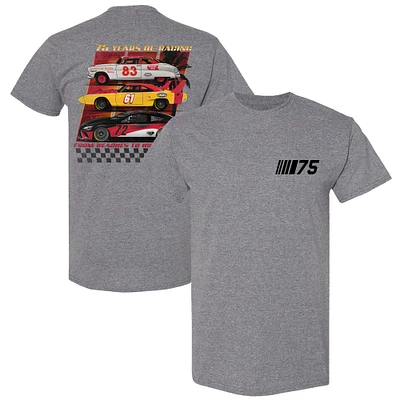 Men's Checkered Flag Heather Gray NASCAR 75th Anniversary Heritage T-Shirt