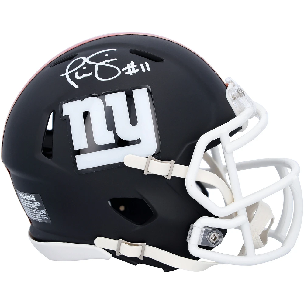 Phil Simms New York Giants Autographed Riddell Black Matte Speed Mini Helmet