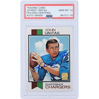 Johnny Unitas San Diego Chargers Autographed 2000 Topps Archives 1973 Reprint #455 PSA Authenticated 10 Card
