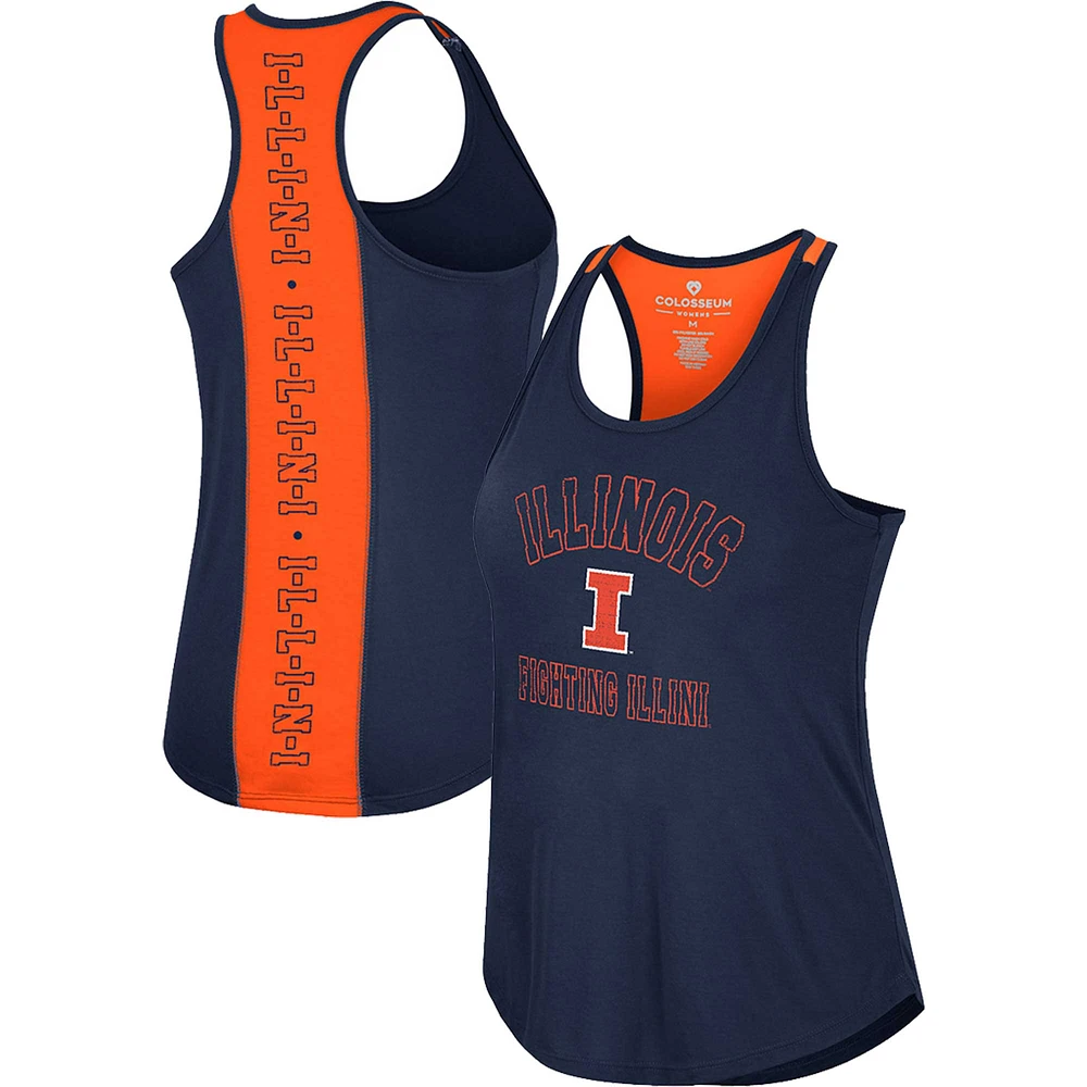 Women's Colosseum Navy Illinois Fighting Illini 10 Days Racerback Scoop Neck Tank Top