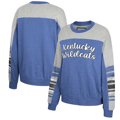 Women's Colosseum Royal/Heather Gray Kentucky Wildcats Baby Talk Pullover Sweatshirt