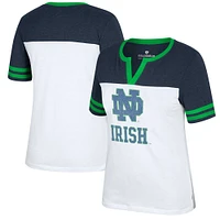 Women's Colosseum White/Heather Navy Notre Dame Fighting Irish Frost Yourself Notch Neck T-Shirt