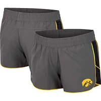 Women's Colosseum Gray Iowa Hawkeyes Pull The Switch Running Shorts