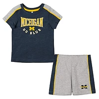 Infant Colosseum Navy/Heather Gray Michigan Wolverines Norman T-Shirt & Shorts Set