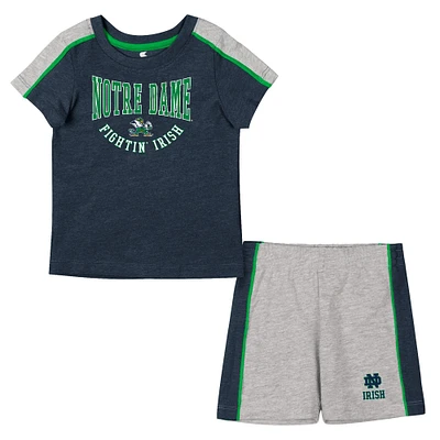 Infant Colosseum Navy/Heather Gray Notre Dame Fighting Irish Norman T-Shirt & Shorts Set