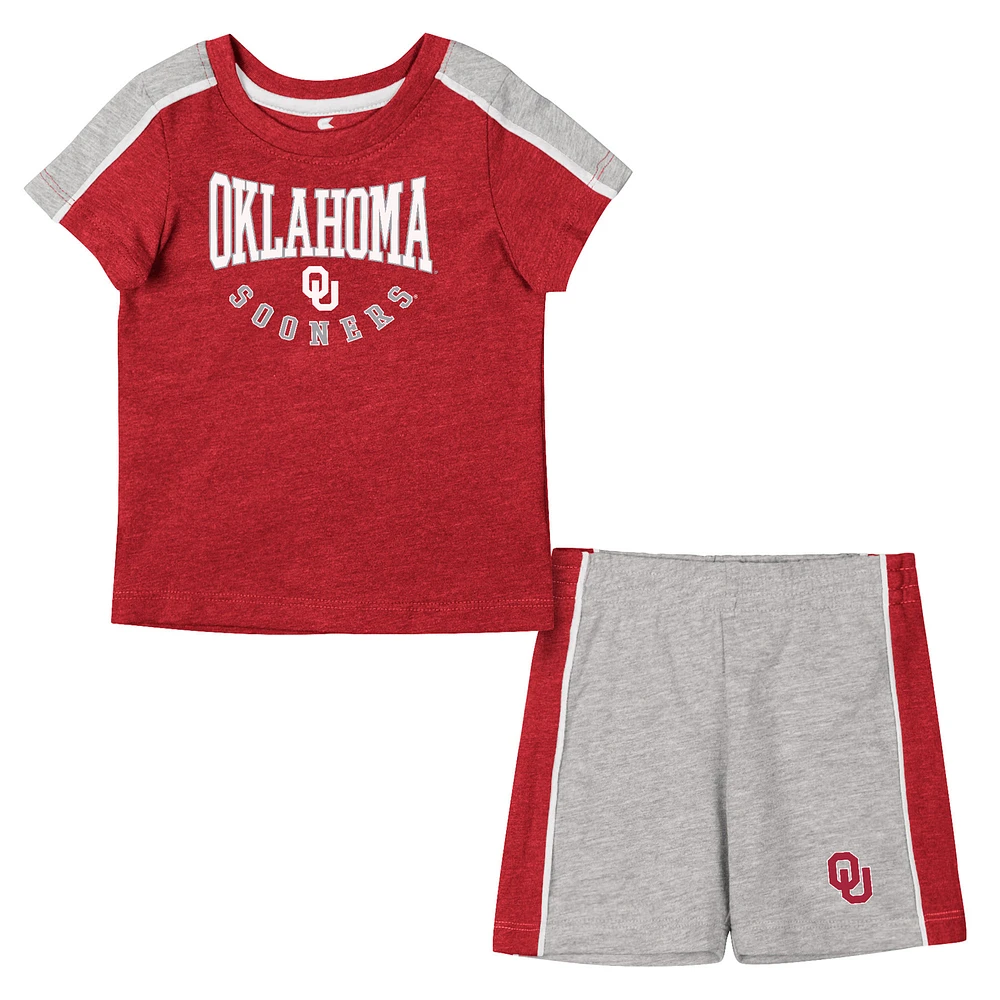 Infant Colosseum Crimson/Heather Gray Oklahoma Sooners Norman T-Shirt & Shorts Set