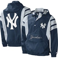 Men's Starter Navy New York Yankees Impact Hoodie Half-Zip Jacket