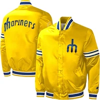 Men's Starter Gold Seattle Mariners Slider Satin Full-Snap Varsity Jacket