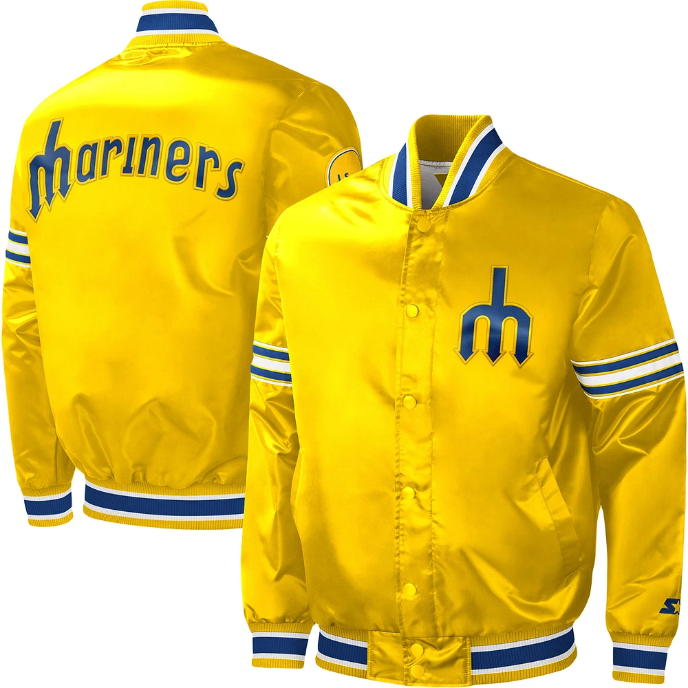 Men's Starter Gold Seattle Mariners Slider Satin Full-Snap Varsity Jacket