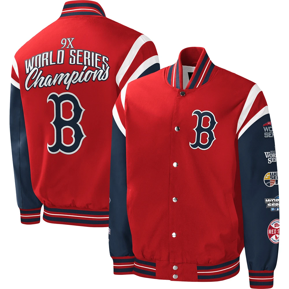 Men's G-III Sports by Carl Banks Red Boston Sox Title Holder Full-Snap Varsity Jacket