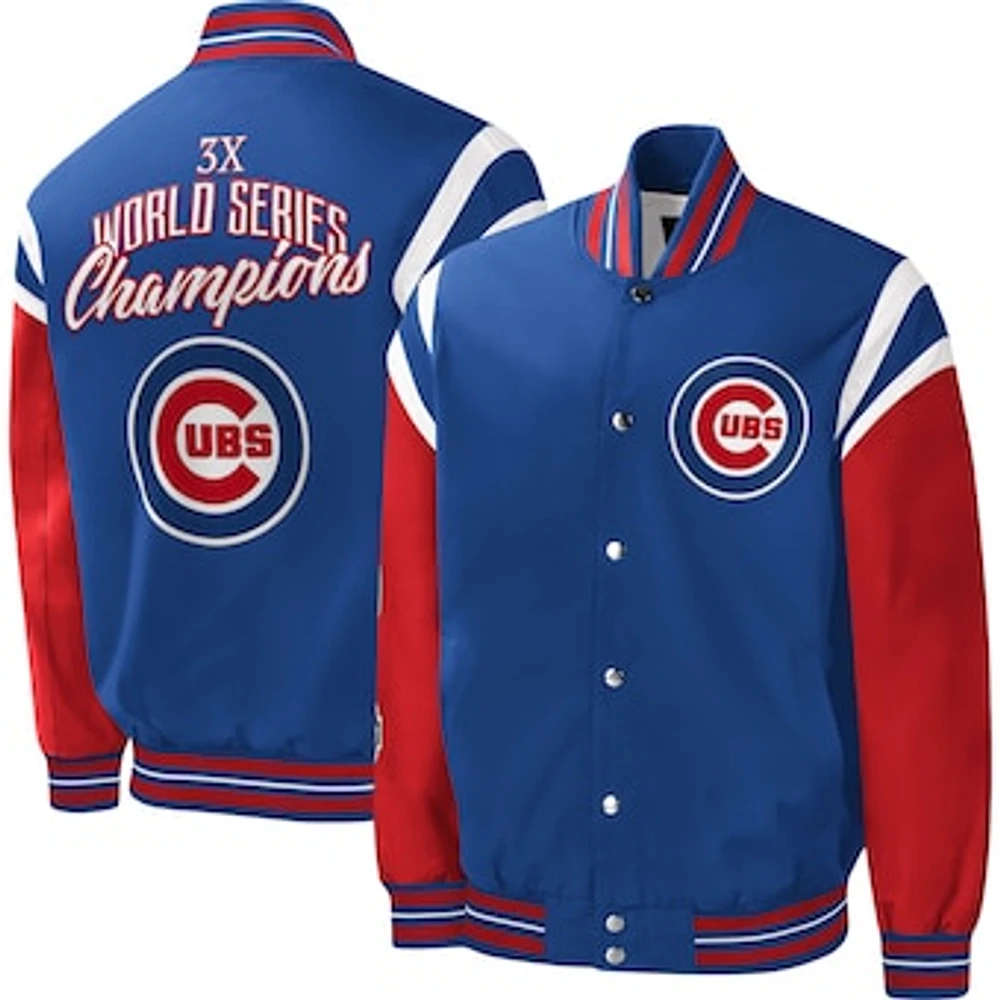 Men's G-III Sports by Carl Banks Royal Chicago Cubs Title Holder Full-Snap Varsity Jacket