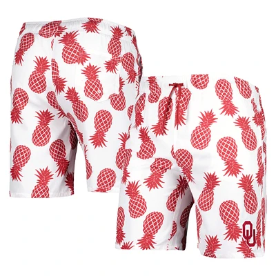 Men's Colosseum White Oklahoma Sooners Pineapples Swim Shorts