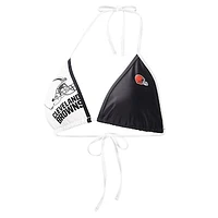 Women's G-III 4Her by Carl Banks Black/White Cleveland Browns Play Action Bikini Top