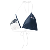 Women's G-III 4Her by Carl Banks Navy/White New England Patriots Play Action Bikini Top