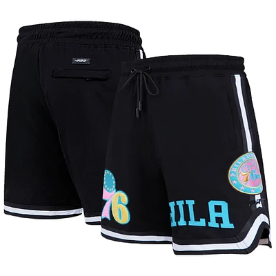 Men's Pro Standard Black Philadelphia 76ers Washed Neon Shorts