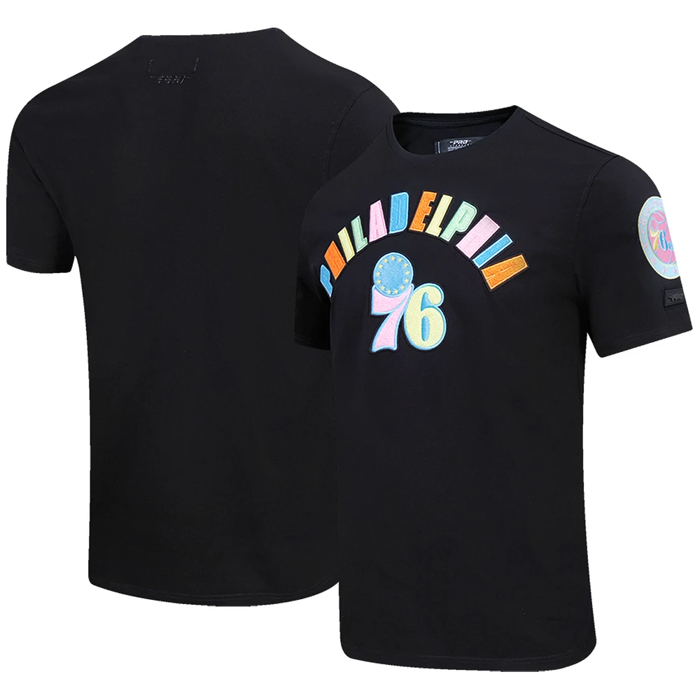 Men's Pro Standard Black Philadelphia 76ers Washed Neon T-Shirt