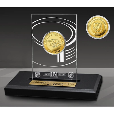 Highland Mint Nashville Predators Acrylic Gold Coin Desk Top Display
