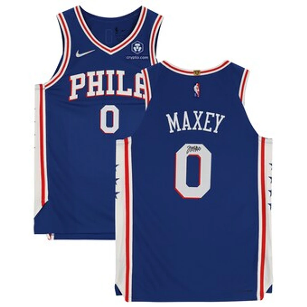 Tyrese Maxey Philadelphia 76ers Autographed Royal Nike 2020-21 Icon with Patch Authentic Jersey