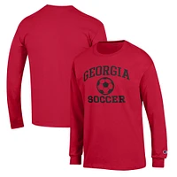 Men's Champion Red Georgia Bulldogs Soccer Icon Long Sleeve T-Shirt