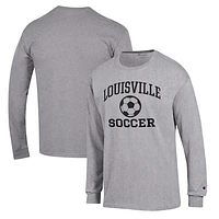 Men's Champion Gray Louisville Cardinals Soccer Icon Long Sleeve T-Shirt