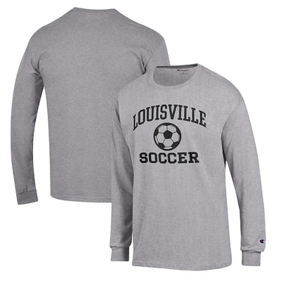 Men's Champion Gray Louisville Cardinals Soccer Icon Long Sleeve T-Shirt