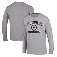 Men's Champion Gray Louisville Cardinals Soccer Icon Long Sleeve T-Shirt
