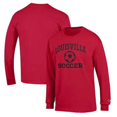 Men's Champion Red Louisville Cardinals Soccer Icon Long Sleeve T-Shirt