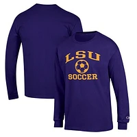 Men's Champion Purple LSU Tigers Soccer Icon Long Sleeve T-Shirt