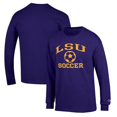 Men's Champion Purple LSU Tigers Soccer Icon Long Sleeve T-Shirt