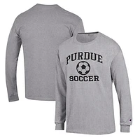 Men's Champion Gray Purdue Boilermakers Soccer Icon Long Sleeve T-Shirt