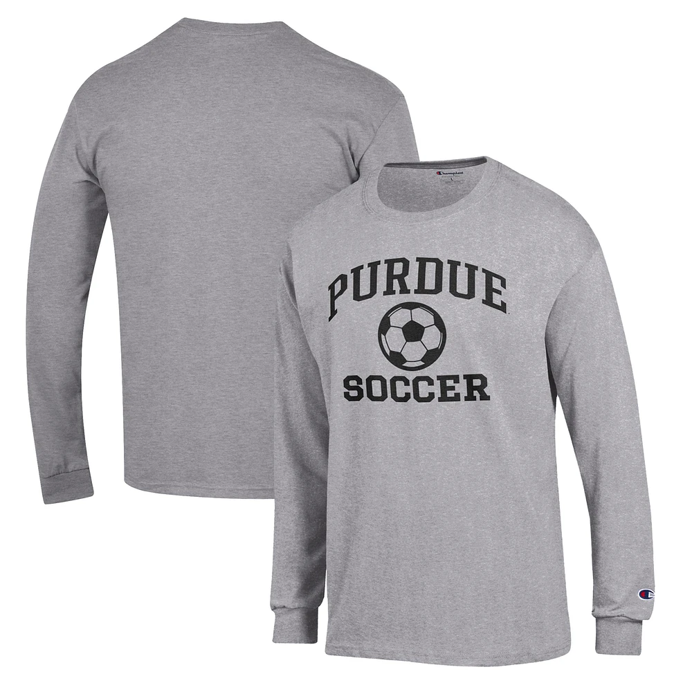 Men's Champion Gray Purdue Boilermakers Soccer Icon Long Sleeve T-Shirt
