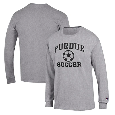 Men's Champion Gray Purdue Boilermakers Soccer Icon Long Sleeve T-Shirt