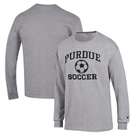 Men's Champion Gray Purdue Boilermakers Soccer Icon Long Sleeve T-Shirt