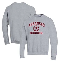 Men's Champion Gray Arkansas Razorbacks Soccer Icon Powerblend Pullover Sweatshirt