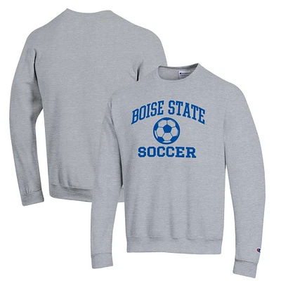Men's Champion Gray Boise State Broncos Soccer Icon Powerblend Pullover Sweatshirt