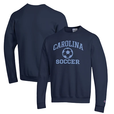 Men's Champion Navy North Carolina Tar Heels Soccer Icon Powerblend Pullover Sweatshirt
