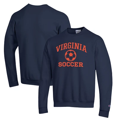Men's Champion Navy Virginia Cavaliers Soccer Icon Powerblend Pullover Sweatshirt