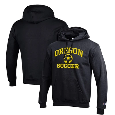 Men's Champion Black Oregon Ducks Soccer Icon Powerblend Pullover Hoodie