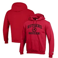Men's Champion Scarlet Rutgers Knights Soccer Icon Powerblend Pullover Hoodie