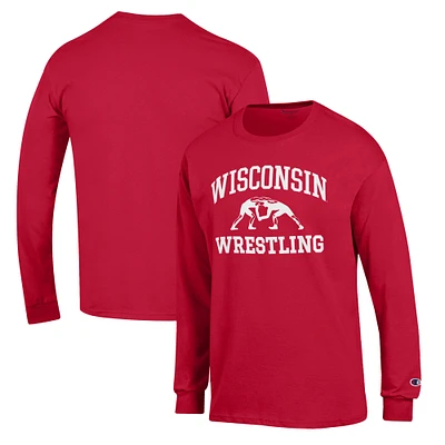 Men's Champion Wisconsin Badgers Wrestling Icon Long Sleeve T-Shirt